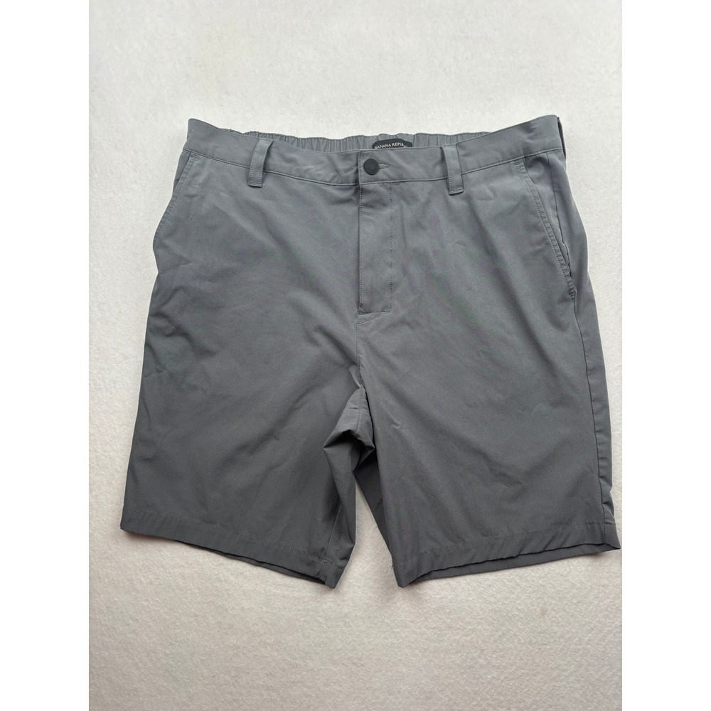 Banana Republic Performance Shorts Mens 36 Gray Stretch Tech Elastic Waist